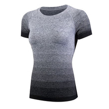 Load image into Gallery viewer, 2pcs Brand Yoga Clothing  Womens Tracksuit Sportwear Short Sleeve Sport Gym Fitness Shirt Compression Legging Black Yoga Set