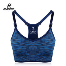 Load image into Gallery viewer, ALBREDA Women Yoga bra Sports Bra Running Fitness Gym bras female Straps Padded Crop Top Underwear Athletic Segment dyeing Vest