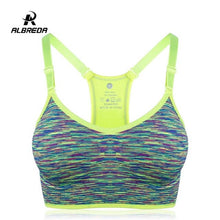 Load image into Gallery viewer, ALBREDA Women Yoga bra Sports Bra Running Fitness Gym bras female Straps Padded Crop Top Underwear Athletic Segment dyeing Vest