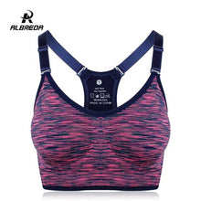 Load image into Gallery viewer, ALBREDA Women Yoga bra Sports Bra Running Fitness Gym bras female Straps Padded Crop Top Underwear Athletic Segment dyeing Vest