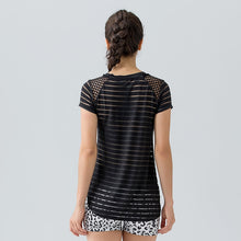 Load image into Gallery viewer, Fitness Clothing Gym Sportswear Women T Shirt Sport Yoga Top Quick-Dry Running Shirt Gym Clothes Sport Shirt Mesh Stripe