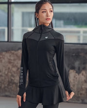 Load image into Gallery viewer, FE531 Hooded Women Running Jacket Thumb Hole Yoga Jacket Zipper Jacket Fitness Clothing Top Sport Gym Sportswear Sweatshirt