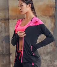Load image into Gallery viewer, FE531 Hooded Women Running Jacket Thumb Hole Yoga Jacket Zipper Jacket Fitness Clothing Top Sport Gym Sportswear Sweatshirt