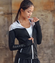 Load image into Gallery viewer, FE531 Hooded Women Running Jacket Thumb Hole Yoga Jacket Zipper Jacket Fitness Clothing Top Sport Gym Sportswear Sweatshirt