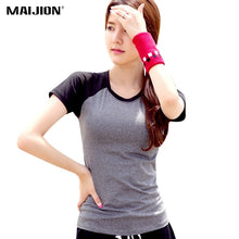 Load image into Gallery viewer, MAIJION Patchwork Sport T-shirt For Women Gym Fitness Yoga Shirts, Breathable Elastic Quick Dry Yoga Running Tops Exercises Tee