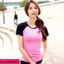 Load image into Gallery viewer, MAIJION Patchwork Sport T-shirt For Women Gym Fitness Yoga Shirts, Breathable Elastic Quick Dry Yoga Running Tops Exercises Tee