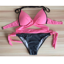 Load image into Gallery viewer, 2018 Sexy Bikini Women Swimsuit Push Up Swimwear Criss Cross Bandage Halter Bikini Set Beach Bathing Suit Swim Wear biquini