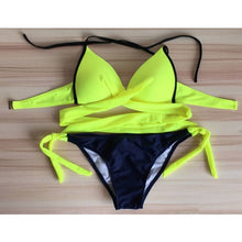 Load image into Gallery viewer, 2018 Sexy Bikini Women Swimsuit Push Up Swimwear Criss Cross Bandage Halter Bikini Set Beach Bathing Suit Swim Wear biquini