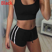 Load image into Gallery viewer, Yoga 2pcs Women Belt Suit Set Padded Bra Sleeveless Tops+Belt Shorts Fitness Running Yoga Gym Female Sports Clothes