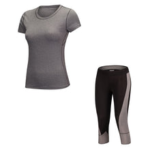 Load image into Gallery viewer, Sexy Yoga Set Running Tracksuit Gym T-shirt + Tight 3/4 Legging Pants Compression Jogging Fitness Sport Wear Women Set 2018
