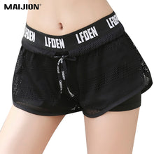 Load image into Gallery viewer, MAIJION Women Breathable Double Layer Yoga Shorts Adjustable Waistband Slim Running Gym Shorts Quick Dry Fitness Sports Shorts
