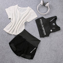 Load image into Gallery viewer, Women's Sportswear Fitness T-shirt+Bra +Shorts 3pcs Suit Athletic Running Yoga Clothing Female Gym Jogging Sport Set