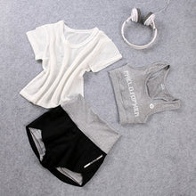 Load image into Gallery viewer, Women's Sportswear Fitness T-shirt+Bra +Shorts 3pcs Suit Athletic Running Yoga Clothing Female Gym Jogging Sport Set