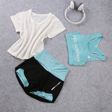 Load image into Gallery viewer, Women's Sportswear Fitness T-shirt+Bra +Shorts 3pcs Suit Athletic Running Yoga Clothing Female Gym Jogging Sport Set