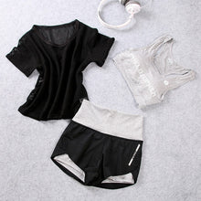 Load image into Gallery viewer, Women's Sportswear Fitness T-shirt+Bra +Shorts 3pcs Suit Athletic Running Yoga Clothing Female Gym Jogging Sport Set