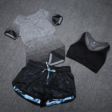 Load image into Gallery viewer, ALBREDA 2018 New Women Yoga Sport Suit Bra Set 3 Piece Female Short-sleeved Summer Sportswear Running Fitness Training Clothing
