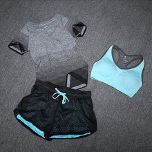 Load image into Gallery viewer, ALBREDA 2018 New Women Yoga Sport Suit Bra Set 3 Piece Female Short-sleeved Summer Sportswear Running Fitness Training Clothing