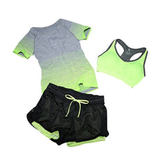 Load image into Gallery viewer, ALBREDA 2018 New Women Yoga Sport Suit Bra Set 3 Piece Female Short-sleeved Summer Sportswear Running Fitness Training Clothing