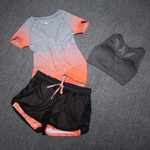 Load image into Gallery viewer, ALBREDA 2018 New Women Yoga Sport Suit Bra Set 3 Piece Female Short-sleeved Summer Sportswear Running Fitness Training Clothing