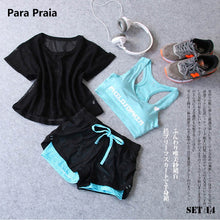 Load image into Gallery viewer, Sport Wear Three Piece Yoga Set Sport Shirt for Women Sports bra Fitness Flare Pants Leggings Tracksuit Gym Leggings 15 Colours