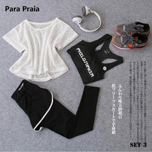 Load image into Gallery viewer, Sport Wear Three Piece Yoga Set Sport Shirt for Women Sports bra Fitness Flare Pants Leggings Tracksuit Gym Leggings 15 Colours