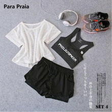 Load image into Gallery viewer, Sport Wear Three Piece Yoga Set Sport Shirt for Women Sports bra Fitness Flare Pants Leggings Tracksuit Gym Leggings 15 Colours