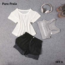 Load image into Gallery viewer, Sport Wear Three Piece Yoga Set Sport Shirt for Women Sports bra Fitness Flare Pants Leggings Tracksuit Gym Leggings 15 Colours