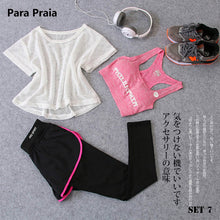 Load image into Gallery viewer, Sport Wear Three Piece Yoga Set Sport Shirt for Women Sports bra Fitness Flare Pants Leggings Tracksuit Gym Leggings 15 Colours