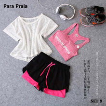 Load image into Gallery viewer, Sport Wear Three Piece Yoga Set Sport Shirt for Women Sports bra Fitness Flare Pants Leggings Tracksuit Gym Leggings 15 Colours