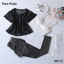 Load image into Gallery viewer, Sport Wear Three Piece Yoga Set Sport Shirt for Women Sports bra Fitness Flare Pants Leggings Tracksuit Gym Leggings 15 Colours