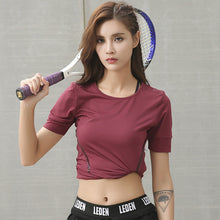 Load image into Gallery viewer, MAIJION New Mesh Back Breathable Gym Yoga T-shirt Elastic Soft Women Fitness Sport Shirt Patchwork Quick Dry Running Workout Top