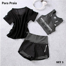 Load image into Gallery viewer, High Waist Three Piece Yoga Set Sportswear for Women Sports Bra Fitness Clothing Women Sports Shorts Gym Workout Crop Top Women