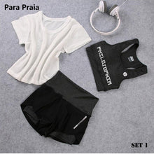 Load image into Gallery viewer, High Waist Three Piece Yoga Set Sportswear for Women Sports Bra Fitness Clothing Women Sports Shorts Gym Workout Crop Top Women