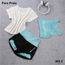 Load image into Gallery viewer, High Waist Three Piece Yoga Set Sportswear for Women Sports Bra Fitness Clothing Women Sports Shorts Gym Workout Crop Top Women