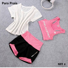 Load image into Gallery viewer, High Waist Three Piece Yoga Set Sportswear for Women Sports Bra Fitness Clothing Women Sports Shorts Gym Workout Crop Top Women