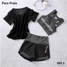 Load image into Gallery viewer, High Waist Three Piece Yoga Set Sportswear for Women Sports Bra Fitness Clothing Women Sports Shorts Gym Workout Crop Top Women
