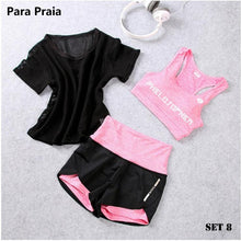 Load image into Gallery viewer, High Waist Three Piece Yoga Set Sportswear for Women Sports Bra Fitness Clothing Women Sports Shorts Gym Workout Crop Top Women