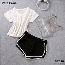 Load image into Gallery viewer, High Waist Three Piece Yoga Set Sportswear for Women Sports Bra Fitness Clothing Women Sports Shorts Gym Workout Crop Top Women
