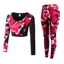 Load image into Gallery viewer, Yoga Set Woman Sportswear Fitness Sport Suit Tracksuit Women Camouflage  Compressed Yoga Leggings Workout Clothes Gym Clothing