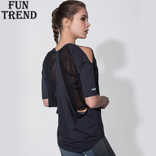 Load image into Gallery viewer, Sport Top Short Sleeve Sport T Shirt Women Fitness Strapless Yoga Shirt Sexy Back Mesh Tank Top Running T-shirt Women Sportswear
