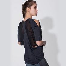 Load image into Gallery viewer, Sport Top Short Sleeve Sport T Shirt Women Fitness Strapless Yoga Shirt Sexy Back Mesh Tank Top Running T-shirt Women Sportswear