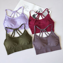 Load image into Gallery viewer, Women's Sports Bras For Running With Removable Cups Push Up Yoga Bra Seamless Back Strappy Fitness Athletic Bra Tops