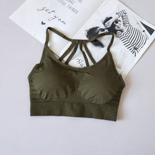 Load image into Gallery viewer, Women's Sports Bras For Running With Removable Cups Push Up Yoga Bra Seamless Back Strappy Fitness Athletic Bra Tops