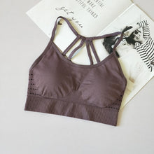 Load image into Gallery viewer, Women's Sports Bras For Running With Removable Cups Push Up Yoga Bra Seamless Back Strappy Fitness Athletic Bra Tops
