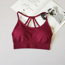 Load image into Gallery viewer, Women's Sports Bras For Running With Removable Cups Push Up Yoga Bra Seamless Back Strappy Fitness Athletic Bra Tops