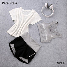 Load image into Gallery viewer, High Waist Three Piece Yoga Set Sportswear for Women Sports Bra Fitness Clothing Women Sports Shorts Gym Workout Crop Top Women