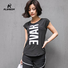 Load image into Gallery viewer, ALBREDA New Women Yoga Loose Shirts Sports Fitness Short Sleeve T-Shirt Ladies gym Running Quick Dry tights Tees Tops Clothing