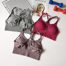 Load image into Gallery viewer, Energy Seamless Sports Bra Running Back Cross Strappy Yoga Bra With Removable Pads Brassiere Sport Woman Fitness Top Activewear