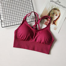 Load image into Gallery viewer, Energy Seamless Sports Bra Running Back Cross Strappy Yoga Bra With Removable Pads Brassiere Sport Woman Fitness Top Activewear