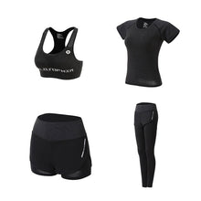 Load image into Gallery viewer, 2018 New Women Yoga Sport Suit quick Dry Bra Set 5 Piece Female Short-sleeved shorts long pants Outdoor Sportswear Fitness suit